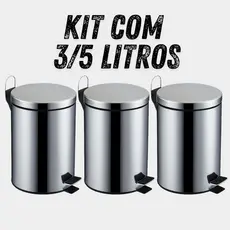 Lixeira Inox 3 ou 5 Litros Com Cesto Removível Tampa Pedal Cozinha Banheiro Escritório