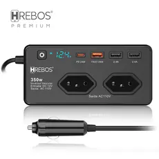 Inversor Conversor 350w 12v Para 110v Tomada + Usb Turbo E USB C Inversor Veicular de energia - MultiCar HREBOS IF-378