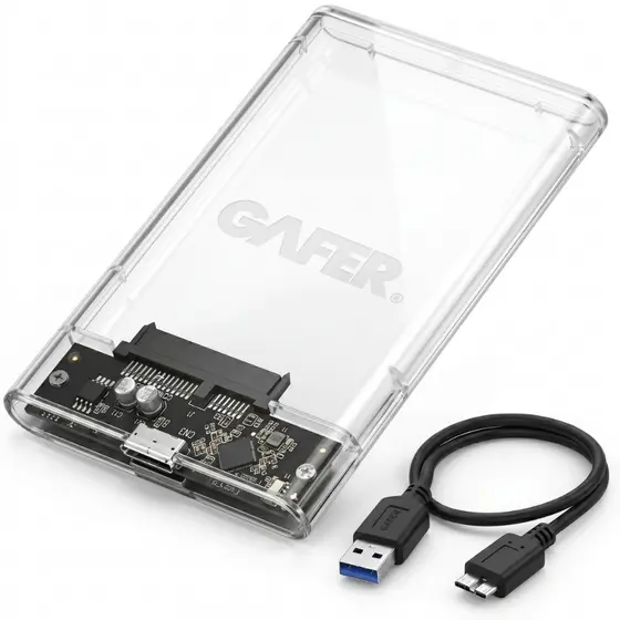 Case Adaptador Gaveta HD SSD 2.5 SATA III USB 3.0 Transparente Portatil Plug Play P/ Notebooks e PCs - Alta Velocidade
