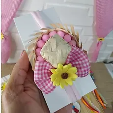 Mini Chapéu junino com laço xadrez na faixa de bebê ou presilha