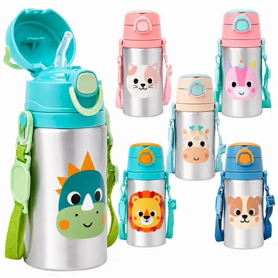 Garrafinha De Alumínio Com Alça Infantil Buba Bebe 400ml Garrafa Infantil C/ Canudo Garrafa Escolar Garrafinha Passeio