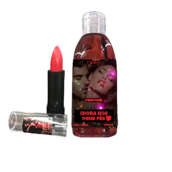 Kit com Batom e Perfume atrativo Chora nos Meus Pés cruzado 100ml pega Homem