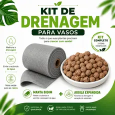 Kit Drenagem Perfeita para Plantas | Manta Bidim + Argila Expandida para Vasos e Jardins