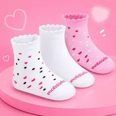Meia Com Kit 3 Pares Infantil Menina Em Algodão Cano Médio e Longo Molekinha ORIGINAL