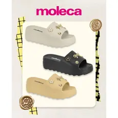 Tamanco moleca feminino plataforma flat leve de EVA confortável slide com broches salto alto com pingentes original