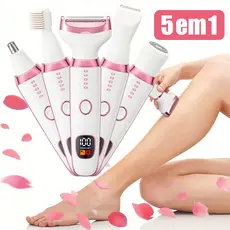 5 Em 1 Depilador Elétrico Para Mulheres Display LED à Prova d’Água Recarregável USB Multifuncional