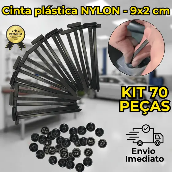 Jogo 70/30/5 Abraçadeira de Nylon Plástica Universal Automática Fivela Fixador Multiuso Carro Moto