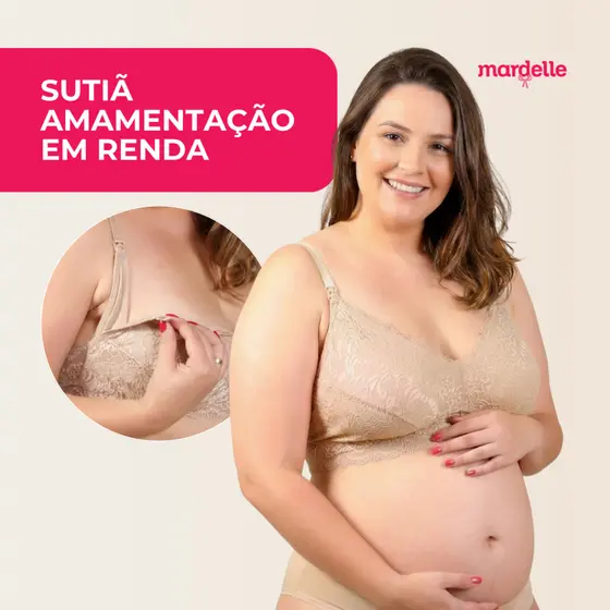 Sutiã Amamentação Em Renda Sem Bojo Sem Aro Bege Nude