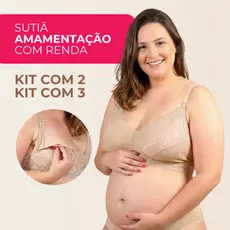 Kit Sutiãs Amamentação Em Renda Sem Bojo Sem Aro