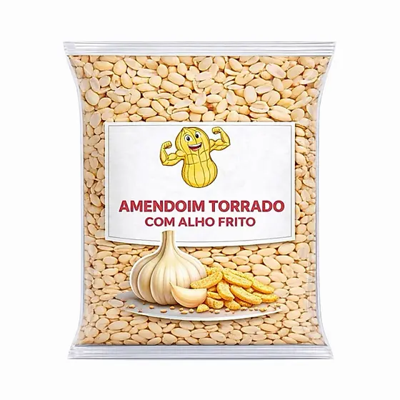 Amendoim Torrado com Alho Frito Crocante | Snack Saboroso Proteico | Petisco Gourmet | Alta Qualidade