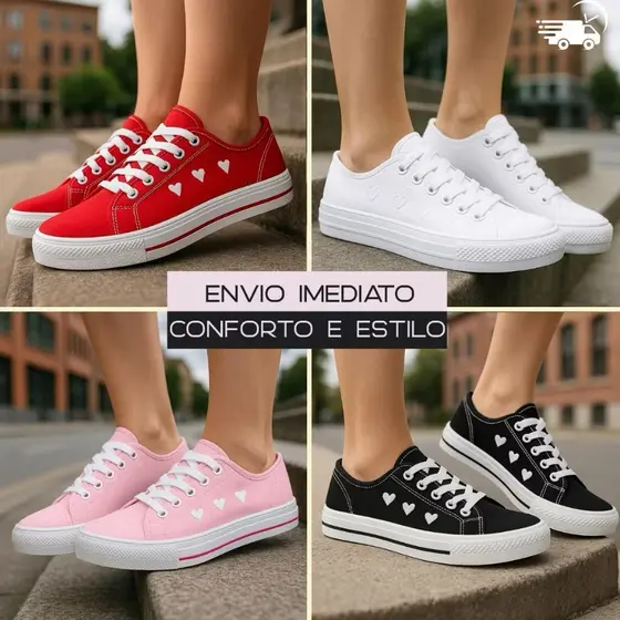Tênis feminino Coração Leve e Confortável