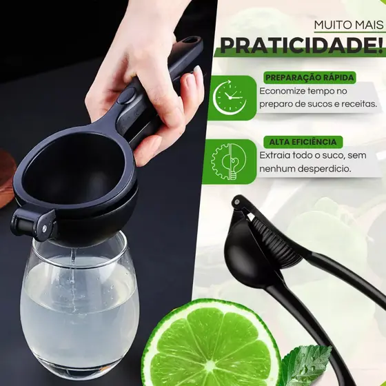 Espremedor Amassador Limão Manual Inox Preto LIMÃO Em Alumínio Multiuso Universal Grande Reforçado