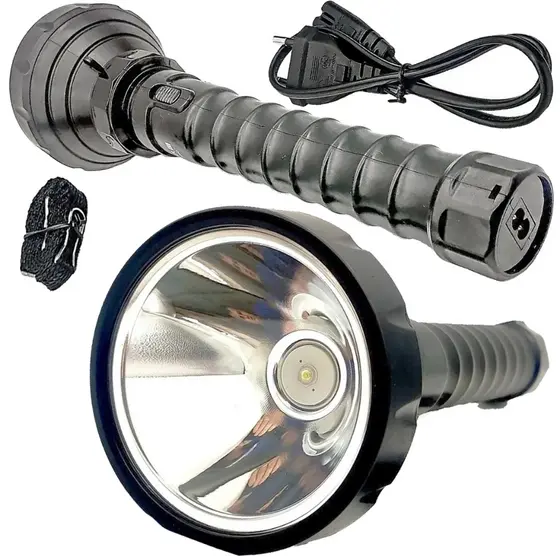 Lanterna Recarregável Profissional Led Grande Dp-959c Potente Bivolt Tática Holofote Lanterna Bastao