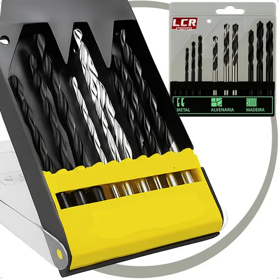 Kit Jogo Brocas Furadeira Estojo Completo Madeira Metal Concreto Hss Videa Furar e Parafusar
