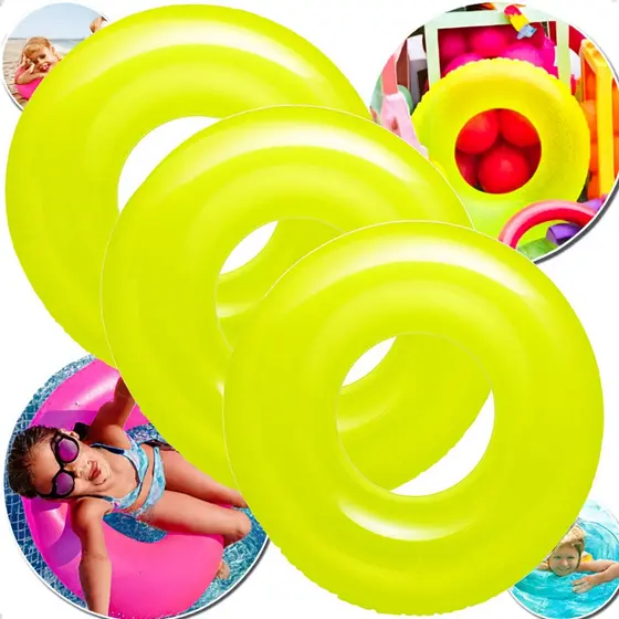 Kit 3 Boias grande Inflável Neon 90cm Piscina praia Decoração Redonda Fluorescente Pool Party Festa