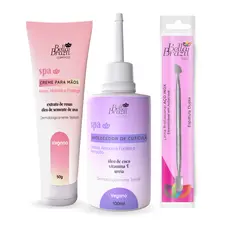 Kit 03 Amolecedor de Cutículas + Creme para Mãos + Espátula ponta Dupla Bella brazil