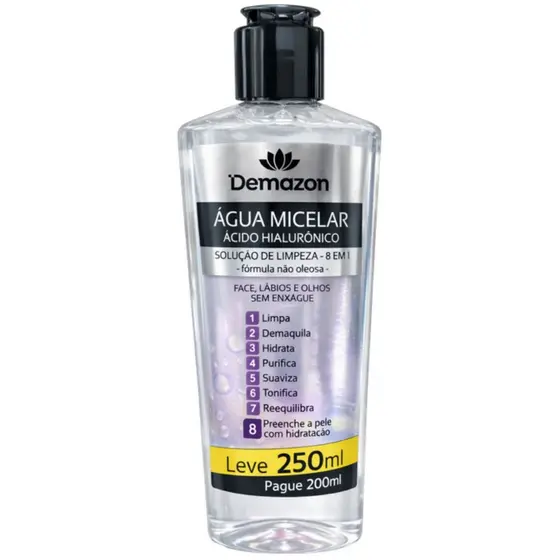 ÁGUA MICELAR  8 X 1 Ácido Hialurônico  250 ml Demazon