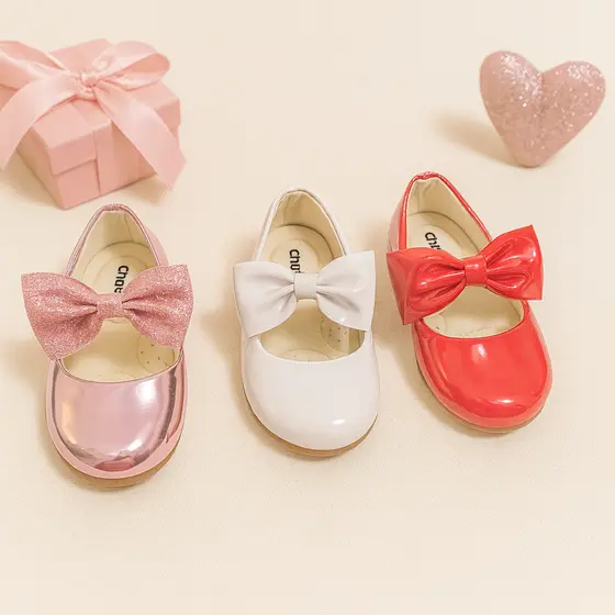 Sapatilha Infantil Menina Confortável Laço Verniz Metalizada Vermelho Branco Rosa Calçado Promoção