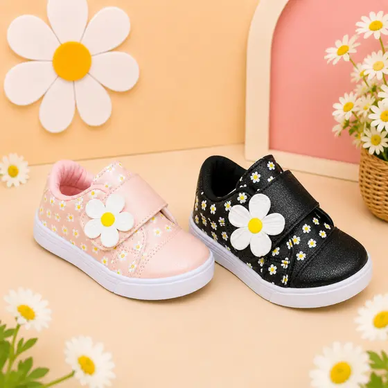 TÊNIS FLOR DELICADO LANÇAMENTO BRILHANTE ROSA / PRETO