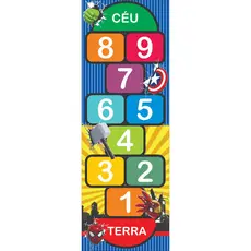 Tapete Amarelinha - Brincadeiras  - Atividade de Coordenação Motora - Herois