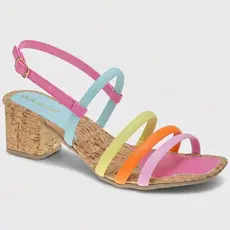 Sandália Feminina Shekinah Tamanco Salto Baixo Quadrado Multicolorida Colorida  Blogueira