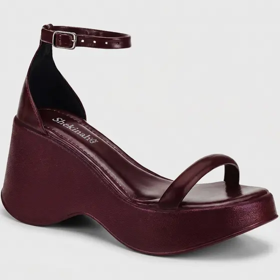 Sandália Feminina Shekinah Plataforma Anabela Salto Elegante Confortável Moderna Macia Fashion