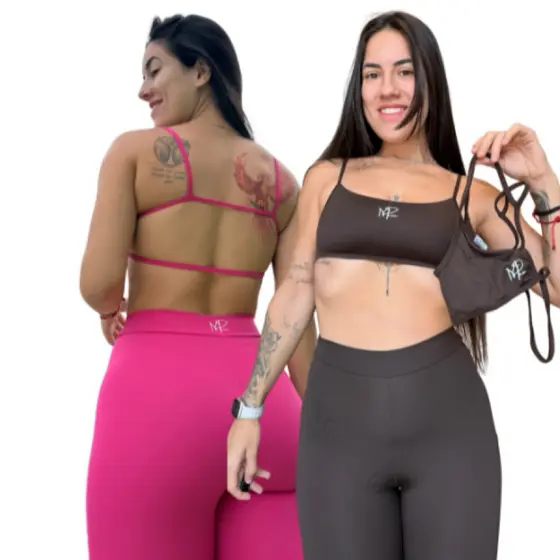 Conjunto Bianca Fitness Poliamida Academia Leg + 2 Tops Mpaiva Fit