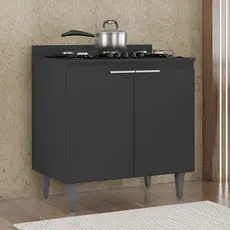 Balcão de Cozinha Para Cooktop 80cm Pérola Z34 Preto - Mpozenato
