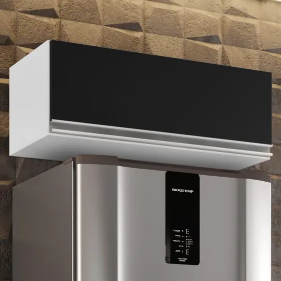 Armário Aéreo de Cozinha Para Geladeira 70cm Texas Branco/Preto - Lumil Móveis