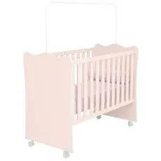 Berço Simples Com Rodízios Doce Sonho Rosa - Qmovi