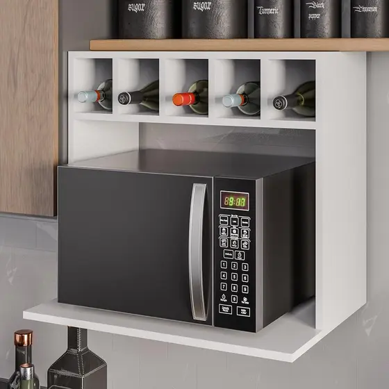 Suporte Micro-Ondas Forno Armário Aéreo com Adega 60cm Lótus Z34 Branco - Mpozenato