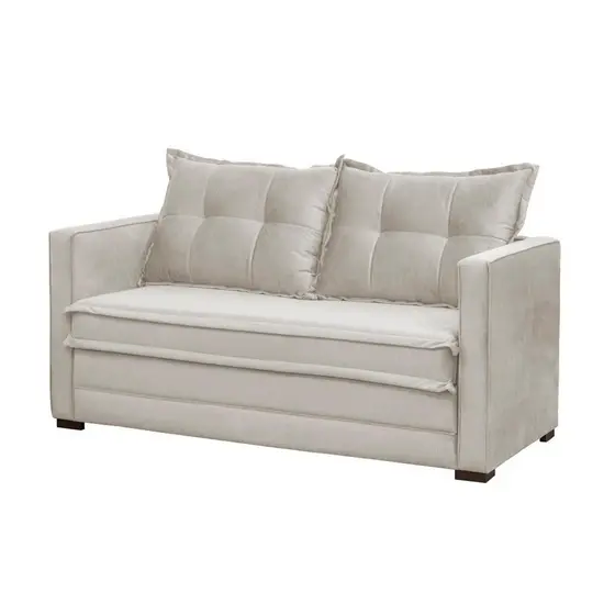 Sofá Cama Casal Articulável 2 Lugares Londres Suede Bege - D'Monegatto