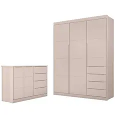 Jogo de Quarto Infantil Guarda Roupa 2 Portas e Cômoda 4 Gavetas Lua P04 Rose - Mpozenato