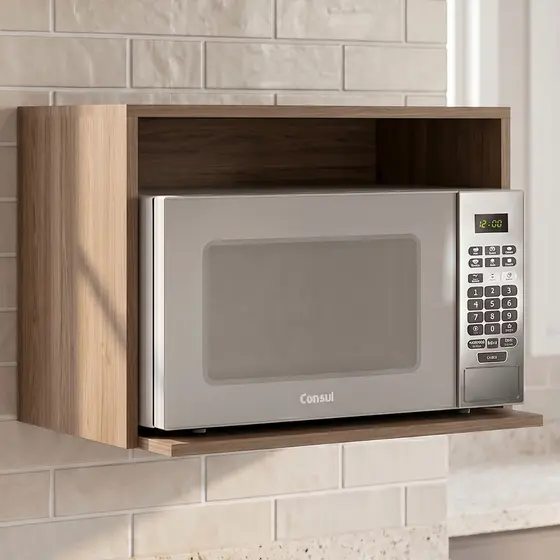 Suporte Micro-ondas Forno 58cm Aéreo Grace Carvalho Oak Z44 - Mpozenato