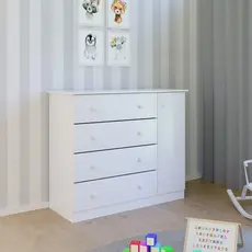 Cômoda Infantil 01 Porta e 04 Gavetas Serena P04 Branco - Mpozenato