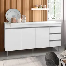 Balcão Gabinete Para Pia 160cm 3 Portas Andréia Branco - AJL Móveis