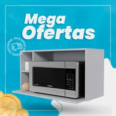 Suporte Microondas Aéreo 81cm com Nicho Adega Miami Cinza Claro - Lumil