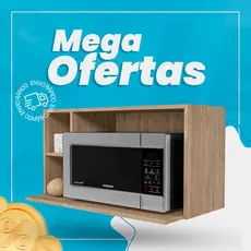 Suporte Microondas Aéreo 81cm com Nicho Adega Miami Castanho - Lumil