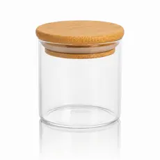 Pote De Vidro Hermético 200ml Tampa Bambu Porta Condimento Tempero Chá