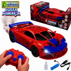 Carrinho Controle Remoto Infantil Led Solta Fumaça Bateria Recarregável Esportivo Rápido