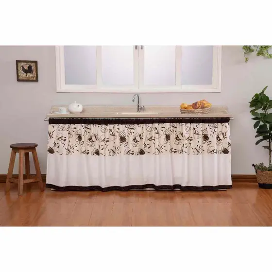 Cortina de Pia Moderna Cozinha 2,20m X 0,80m Cafe Marrom