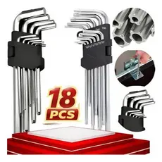 Jogo de Chave Torx + Jogo Allen Media Kit com 18 Peças Torque e Allen T10 até T50