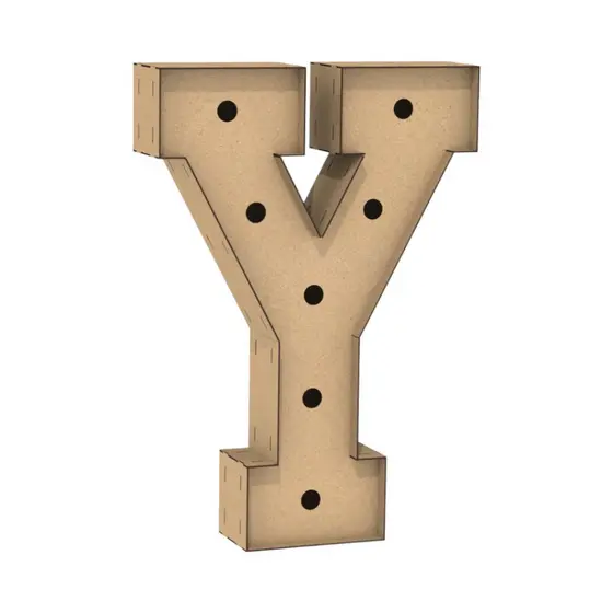 Letra Caixa Grande Y Mdf 100cm Altura Lampada Iluminação