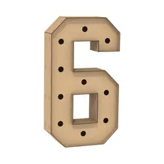 Letra Caixa Grande 6 Mdf 80cm Altura Lampada Iluminação