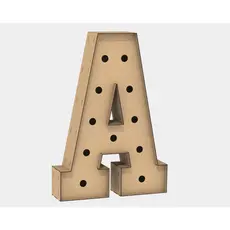 Letra Caixa Grande A Mdf 120cm Altura Lampada Iluminação