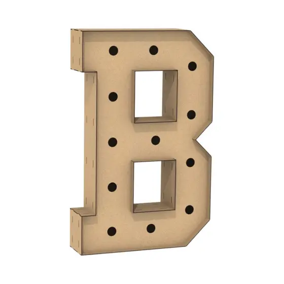 Letra Caixa Grande B Mdf 80cm Altura Lampada Iluminação