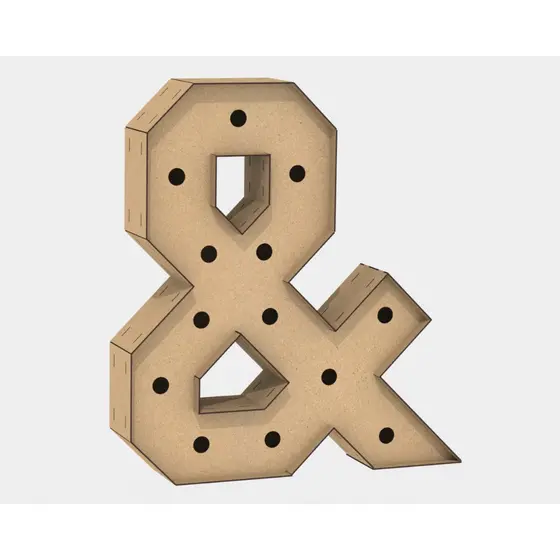 Letra Caixa Grande & Mdf 120cm Altura Lampada Iluminação