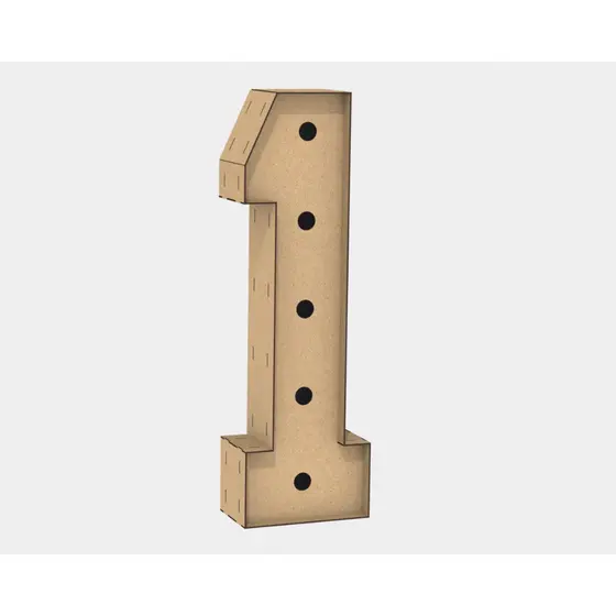 Letra Caixa Grande 1 Mdf 120cm Altura Lampada Iluminação