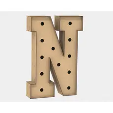 Letra Caixa Grande N Mdf 120cm Altura Lampada Iluminação