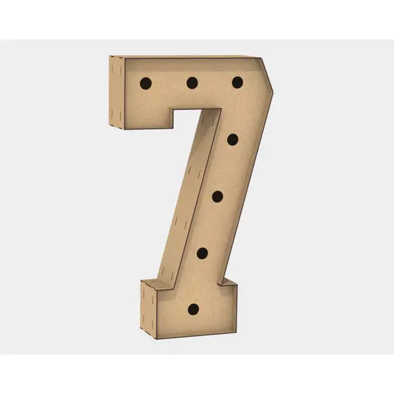 Letra Caixa Grande 7 Mdf 120cm Altura Lampada Iluminação